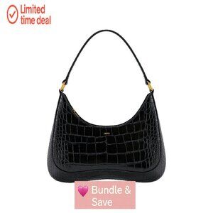 Vegan Leather Shoulder Bag with Zip Closure and Side Pockets